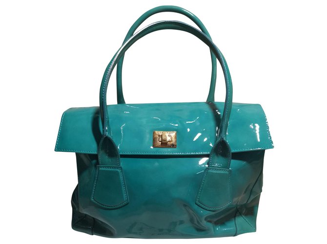 Lk Bennett Handbags Turquoise Patent leather ref.156476 Joli Closet