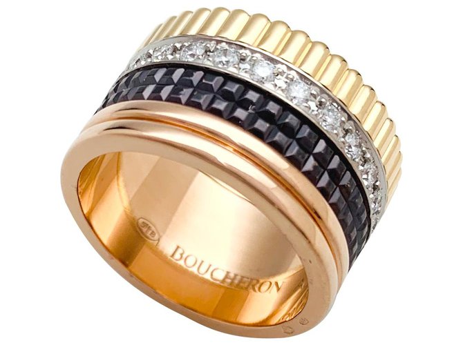 Boucheron ring "Four Classic" model,yellow gold, rose, white and brown PVD. White gold Pink gold  ref.156507