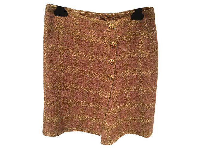 Chanel Skirts Beige Golden Tweed  ref.156519
