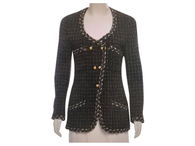 Chanel chaqueta de tweed clásica FR38 Multicolor Sintético  ref.156641
