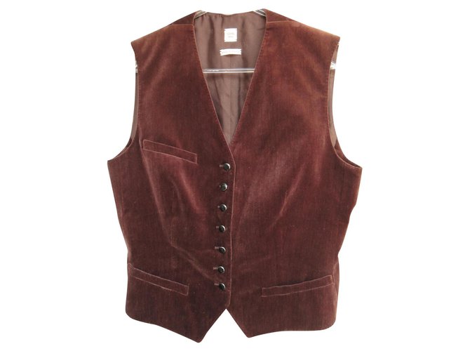 Hermès cotton and silk vest new condition t 40 Dark brown  ref.156649