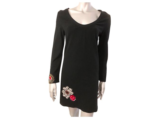 Autre Marque Azuleros Langes schwarzes Viskose Kleid