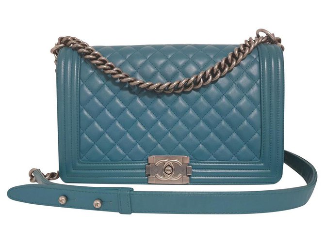 chanel boy Blue Turquoise Leather  ref.156692