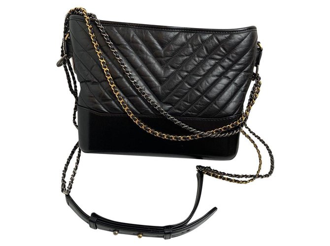 Chanel Gabrielle Black Leather  ref.156697