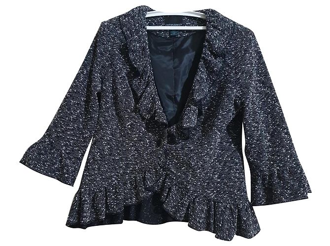 Cynthia Rowley Blazer Schwarz Weiß Grau Polyester Größe L