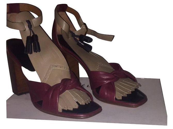 Sandali Céline in pelle bordeaux marrone 38 Bordò