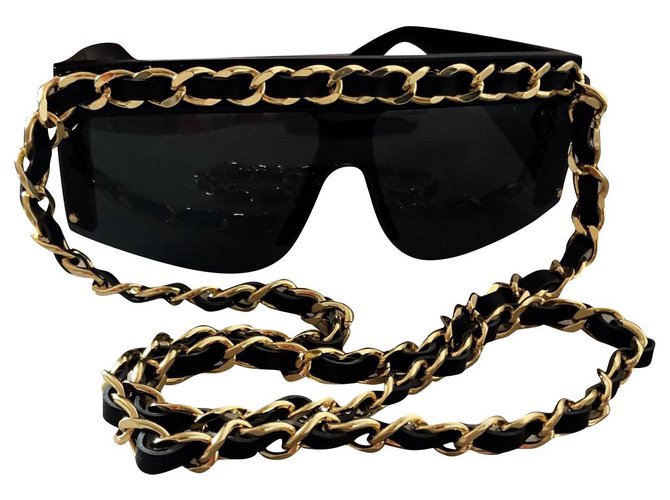 Chanel Kette gold & schwarz Kunststoff  ref.156806