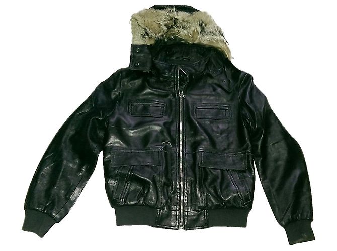 Autre Marque Black quilted lambskin leather biker jacket