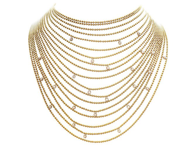 Cartier necklace "Draperie" in yellow gold, white gold and diamonds.  ref.156926