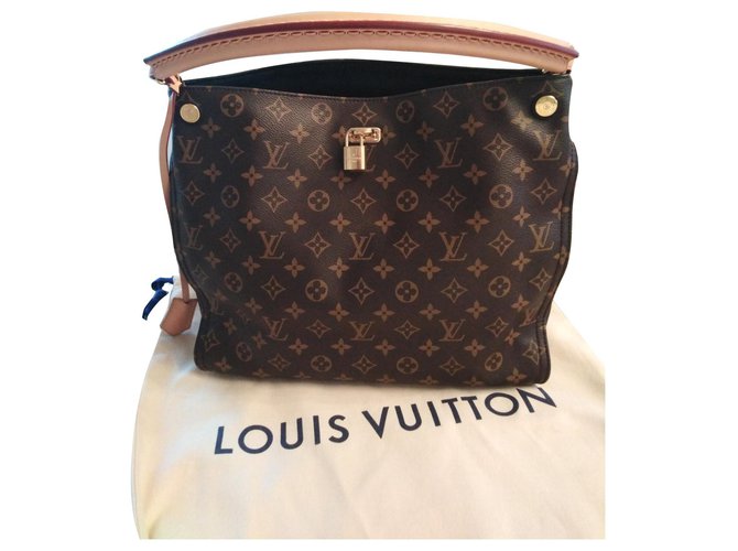 Louis Vuitton Brown and black Gaia bag Leather  ref.156968