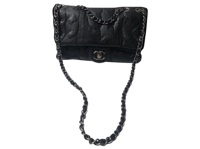Timeless Chanel Black Leather Wool  ref.157000