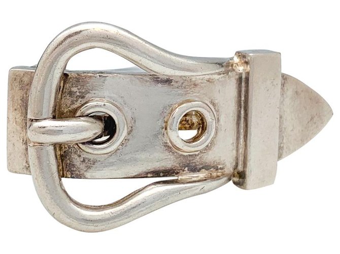 Hermès clip buckle silver belt.  ref.157018