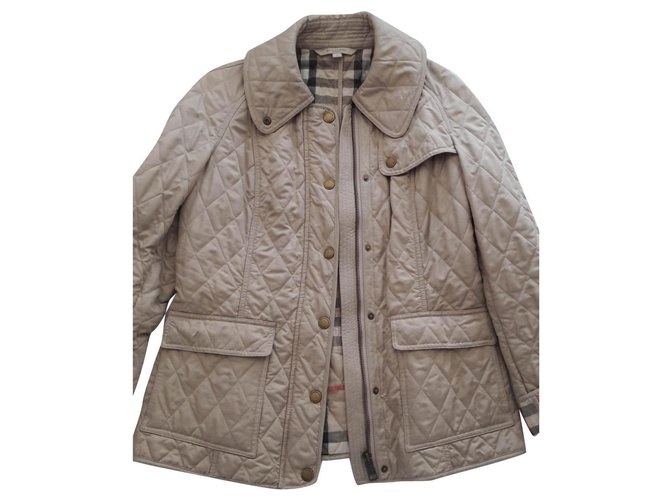 Burberry Brit Burberry classic beige quilted jacket, size L Polyester  ref.157063