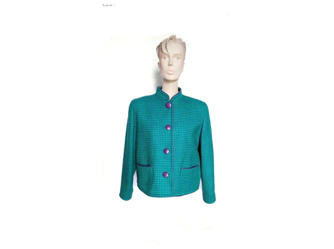 Balmain - giacca corta vintage / T. 40 Fatto FR Verde scuro Lana  ref.157087