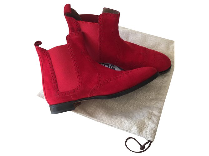 Hermès Hermes Brighton Boots Red Deerskin  ref.157168