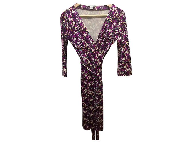 Diane Von Furstenberg Vestido cruzado de jersey de seda Multicolor Púrpura