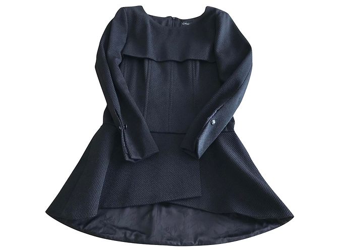 Chanel Black Silk Wool and Nylon Dress