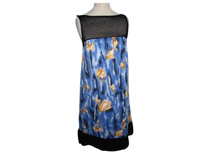 M Missoni Dress with inside leget lace Blue Multiple colors Cotton Viscose  ref.157234