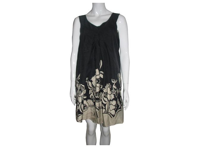 Temperley London A-Linie Seidenkleid schwarz creme Roh