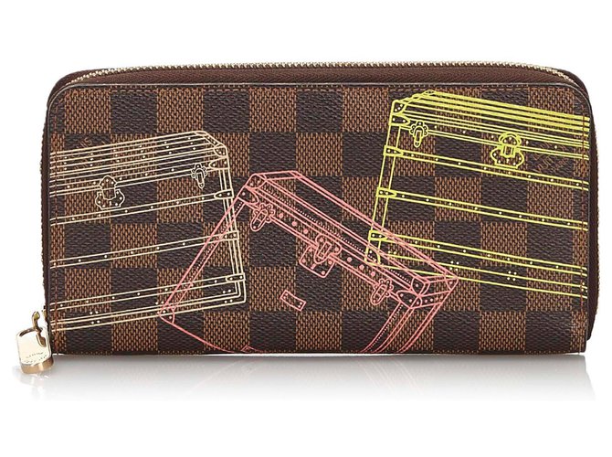 Louis Vuitton Brown Damier Ebene Inventuer Trunks and Locks Zippy Wallet Multiple colors Cloth  ref.157272