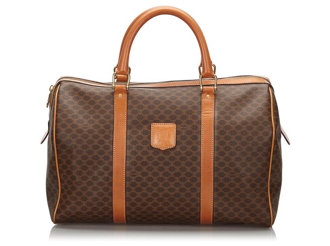 Céline Celine Brown Macadam Travel Bag Leather Plastic  ref.157304