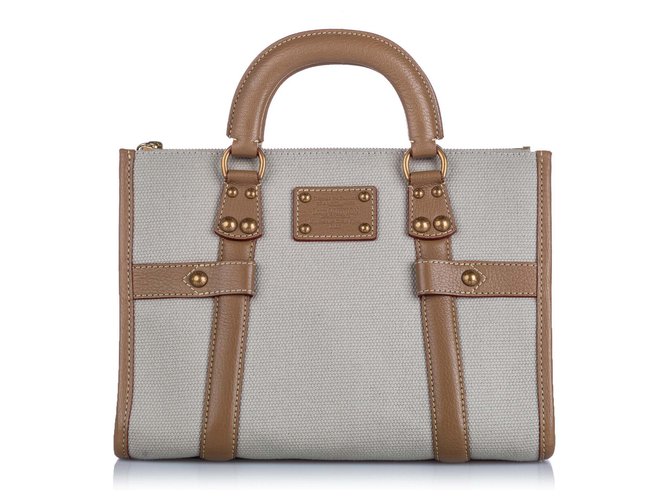 Louis Vuitton Gray Toile Trianon Neverfull PM Brown Grey Light brown Leather Cloth Cloth  ref.157306