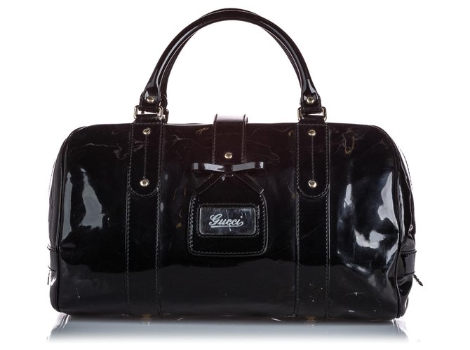 Gucci Black Patent Leather Boston Bag  ref.157325