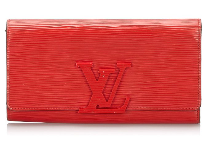 Louis Vuitton Red Epi Louise Lange Brieftasche Rot Leder  ref.157331