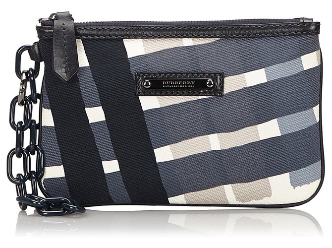 Burberry Black Printed Canvas Pouch Multiple colors Leather Cloth Cloth  ref.157337