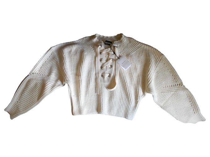 Pull Laley d’Isabel Marant lacé, coton/laine, beige taille 38 Neuf.  ref.157447