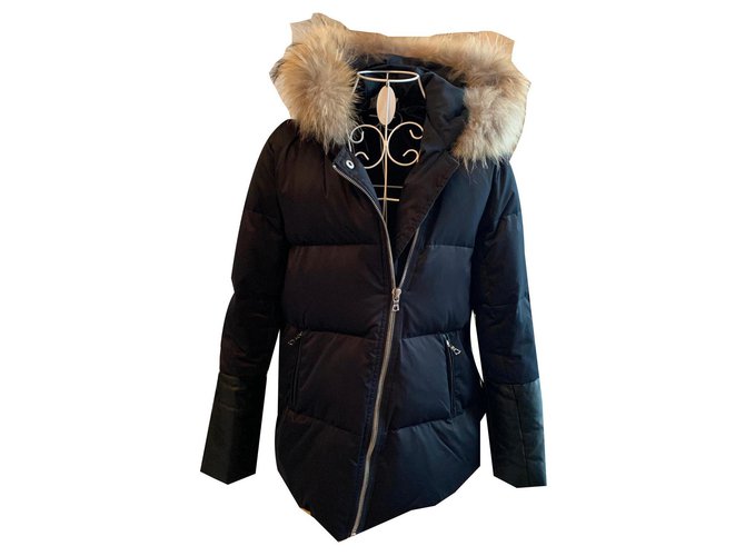 Sandro Coats, Outerwear Navy blue Polyester  ref.157452