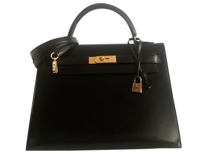 Hermès Hermes Kelly 32 caja de cuero negro  ref.157536
