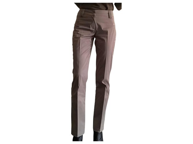 Autre Marque Straight trousers T.36-38 Beige Grey Cotton  ref.157546