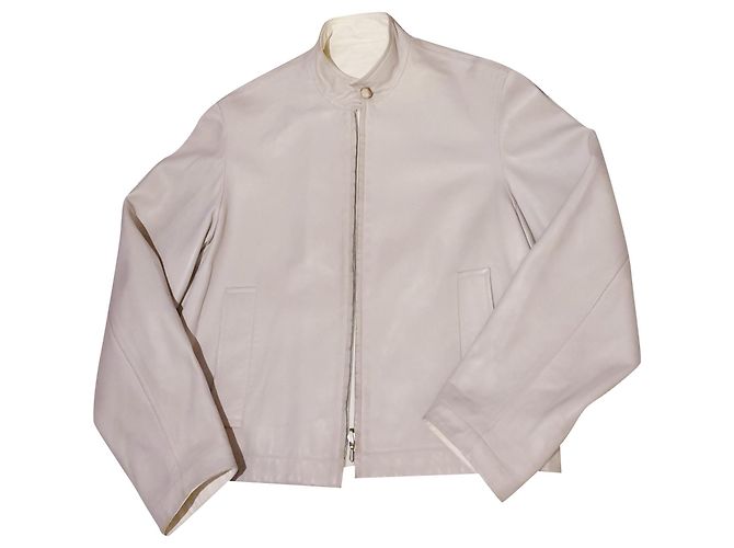 Hermès leather reversible jacket Grey Eggshell