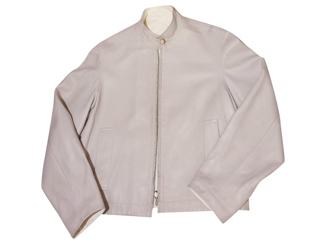 Casaco Hermès reversível em pele Cinza Fora de branco Couro  ref.157642