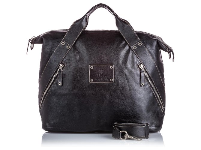 Gucci Black Leather Travel Bag  ref.157655