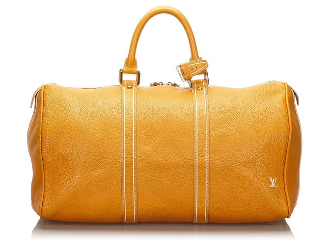 Louis Vuitton Orange Tobago Keepall 50 Orange Leder  ref.157666