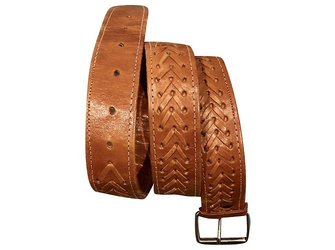 Autre Marque handmade soft leather belt T. 90-95 Unisex Cognac