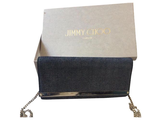 Pochette Jimmy Choo Blu Denim con Catena Blu scuro