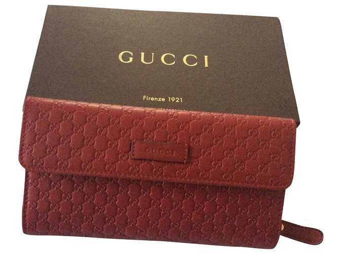 Gucci Wallets Red Leather  ref.157780