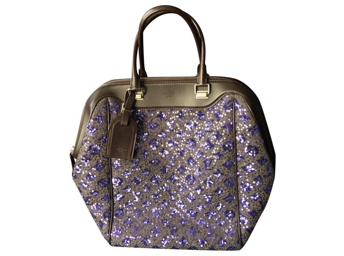 Louis Vuitton Handbags Grey Purple Leather  ref.157839