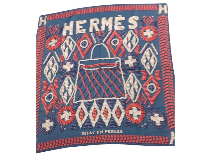 Hermès Cuentas Kelly Azul marino Seda  ref.157851