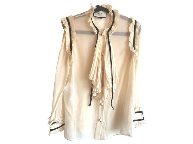 Gucci Silk blouse Beige  ref.158013