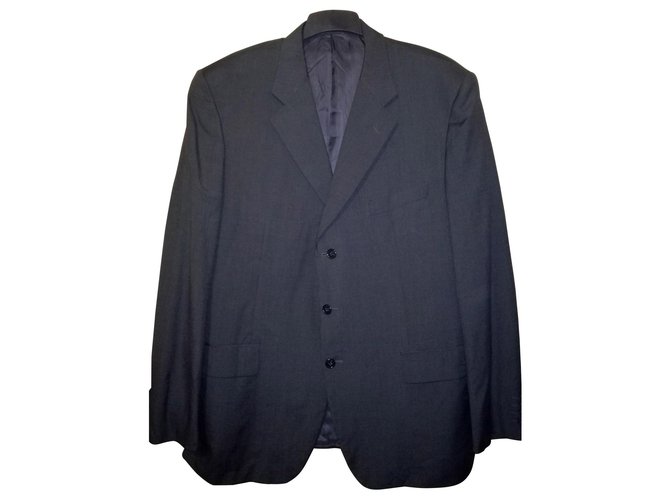 CORNELIANI Linea Sartoria Chaqueta / Blazer de traje gris de lana y seda, tamaño 58 Gris antracita  ref.158027