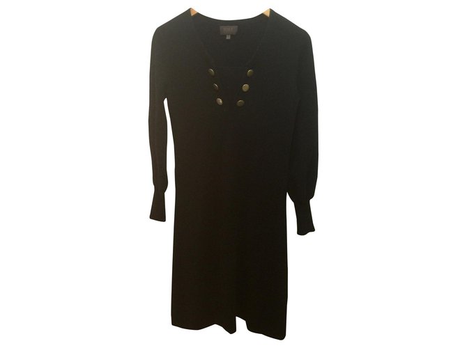 Autre Marque Cashmere blend dress Black Wool  ref.158035