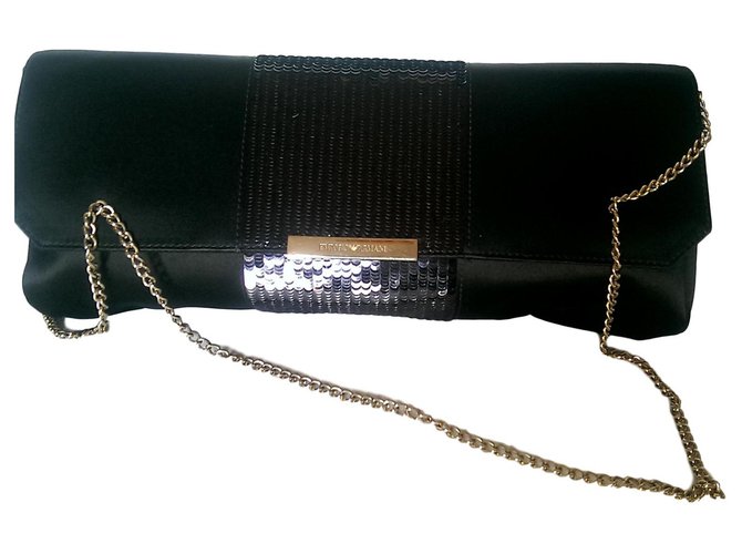 Emporio Armani Clutch bags Black Satin  - Joli Closet