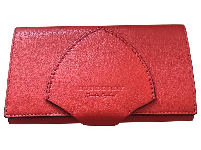 Burberry portefeuilles Cuir Rouge  ref.158061