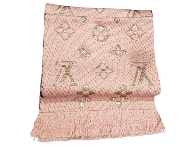 Louis Vuitton Logomania Shine Schal Pink Seide Wolle  ref.158069