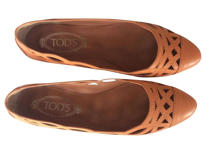 Tod's Leather Openwork Ballet Flats Orange