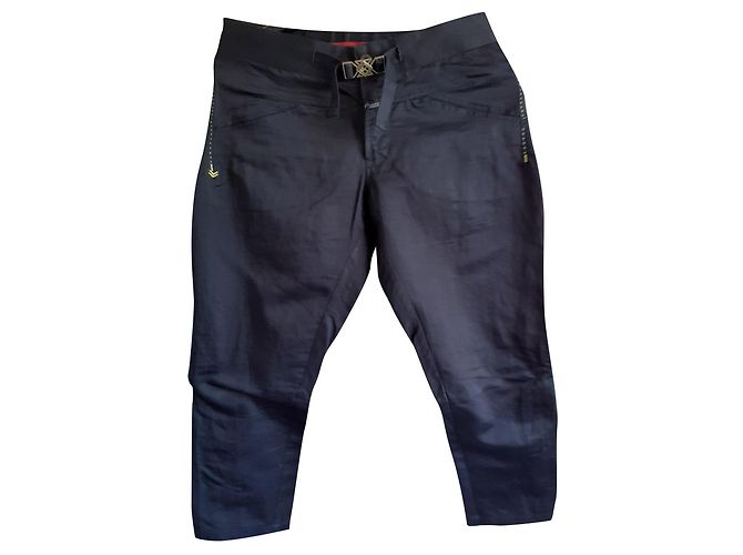 Pantaloni corsari in cotone blu Marithé et François Girbaud